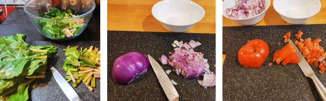 Préparer les ingrédient épinards à la viande hachée