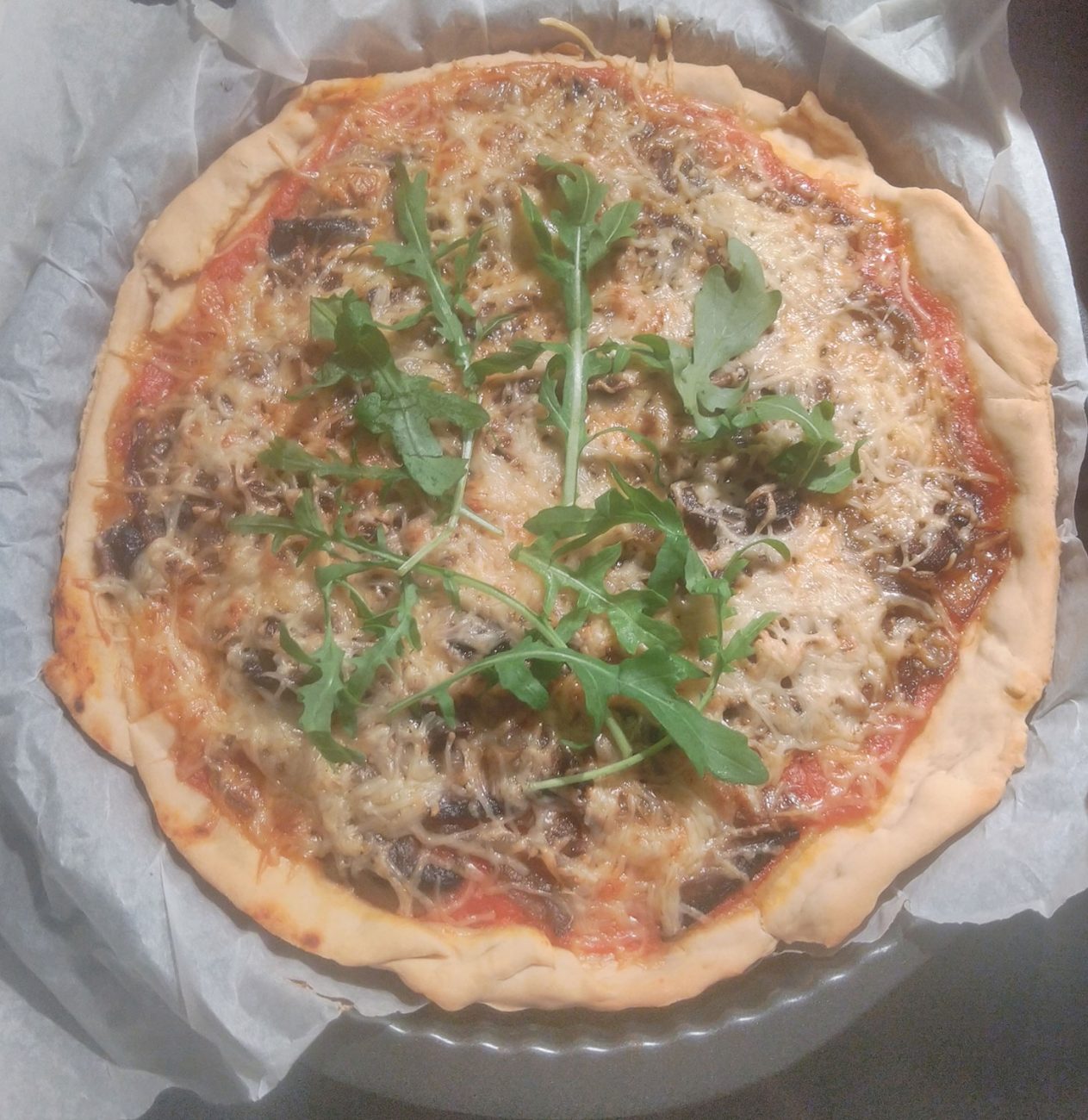 Pizza aux champignons et oignons