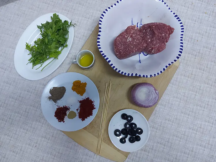 ingrédients pour le Kebab de Kefta