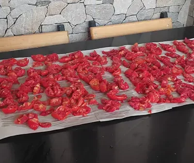 Sécher les tomates sur du papier.