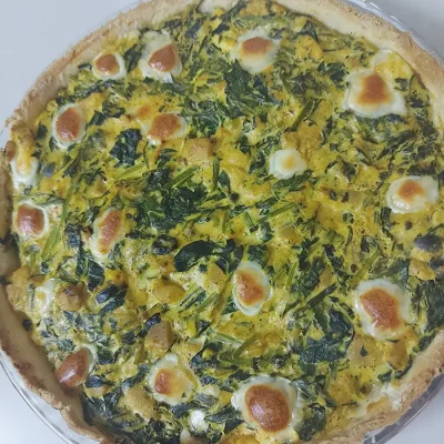 Quiche maison aux épinards et au poulet