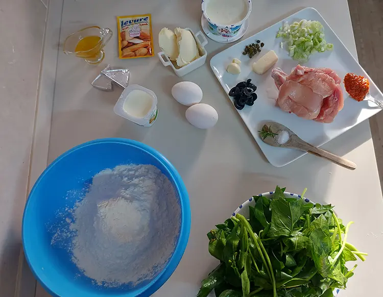Quiche aux épinards et au poulet