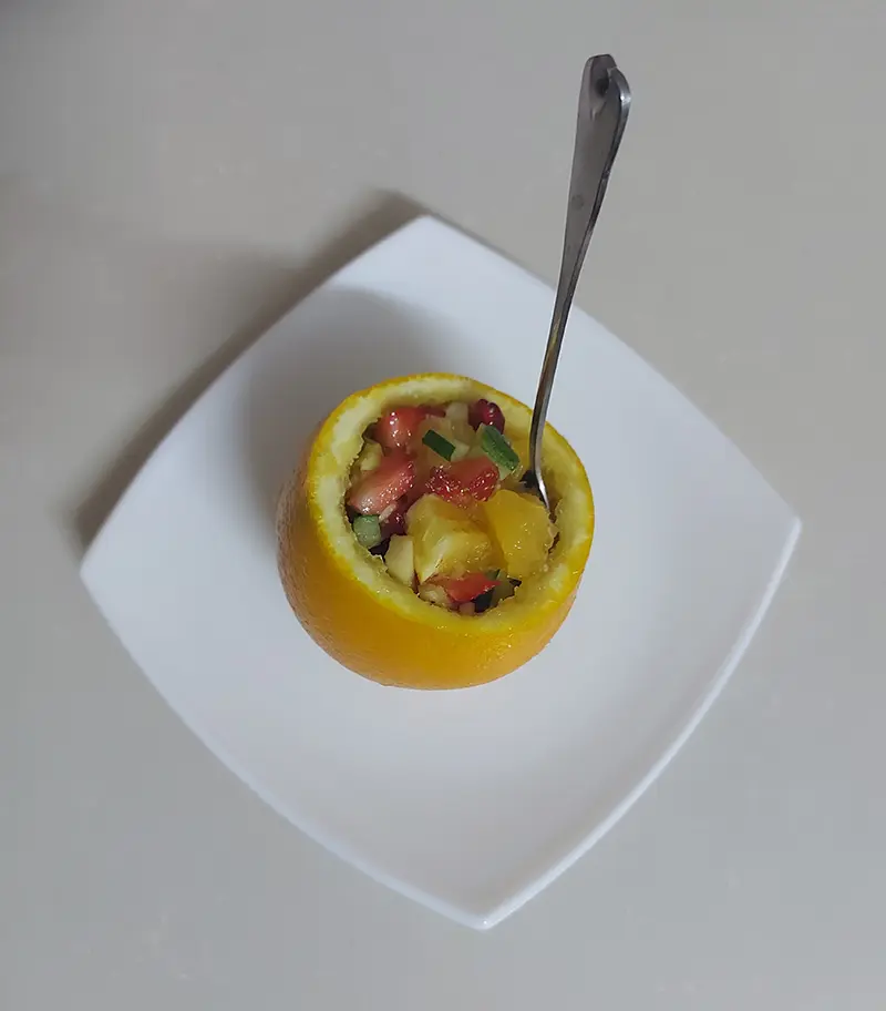 Salade de fruits fraîche à l’orange et grenade