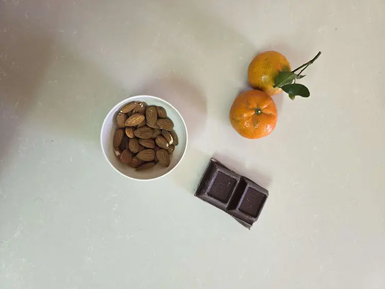 Dessert chocolat clémentine et amandes
